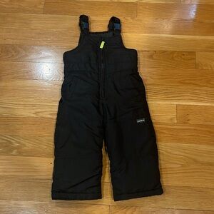 OshKosh B’Gosh boys black bib snow pants size 2T.